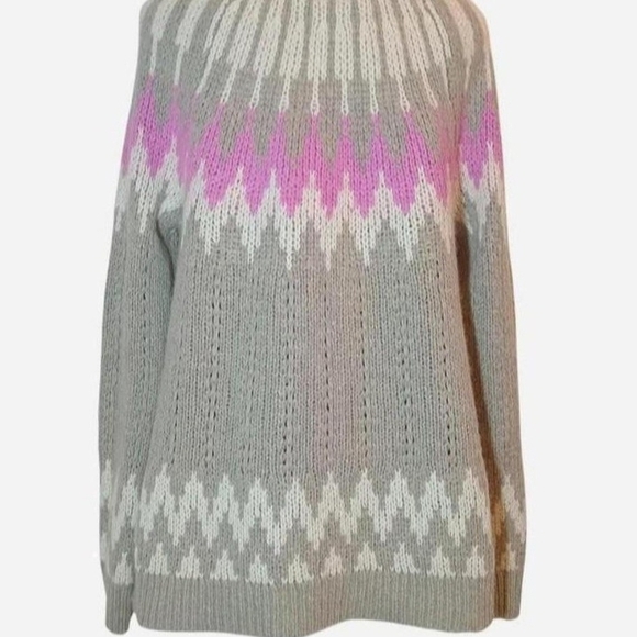 Abercrombie & Fitch Beige Pink Fair Isle Cozy Cardigan Sweater - Picture 6 of 7